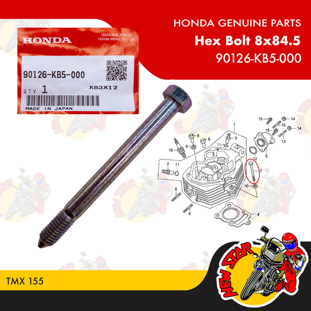 90126-KB5-000 | Hex Bolt 8x84.5 | Genuine Honda parts | TMX 155
