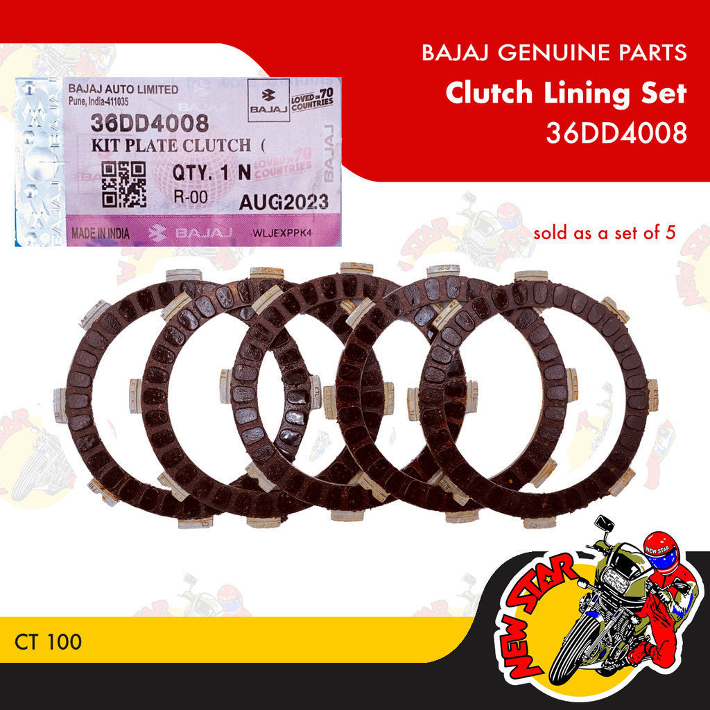 36DD4008 | Clutch Lining Set | Genuine Bajaj parts | CT 100