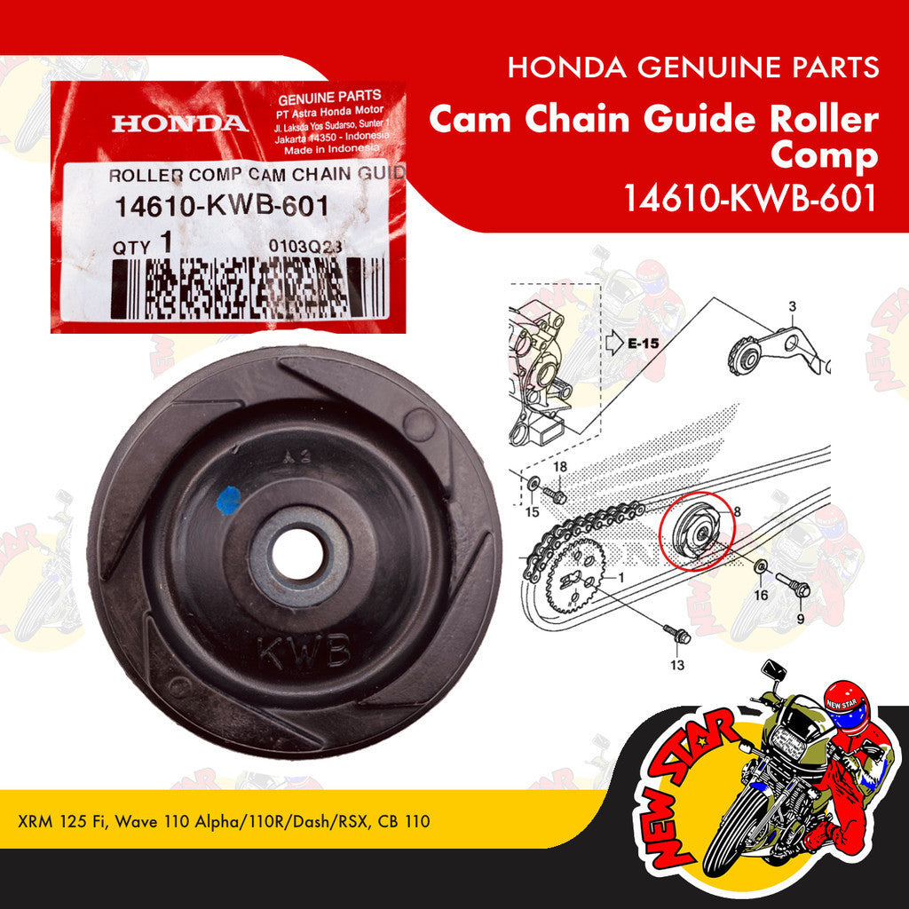 14610-KWB-601 | Cam Chain Guide Roller Comp | Genuine Honda parts | XRM 125 Fi Wave 110 Alpha/Dash