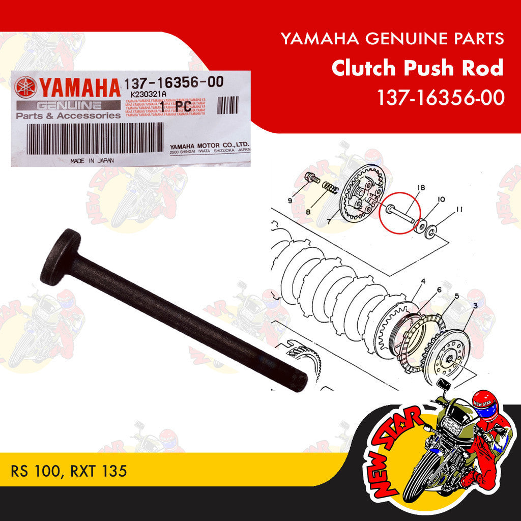137-16356-00 | Clutch Push Rod | Genuine Yamaha parts | RS 100 RXT 135