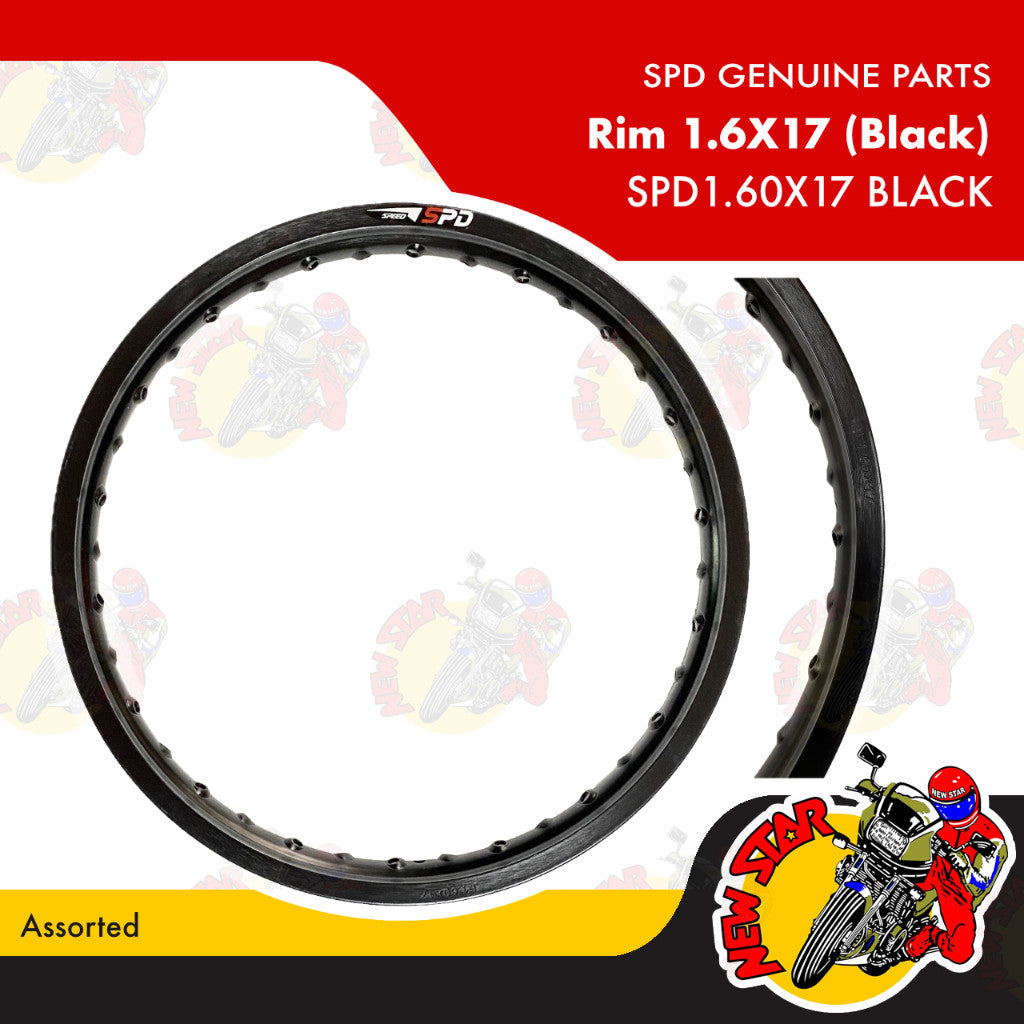 SPD1.60X17 Black | Alloy Rim 1.6X17 (Black) | Genuine SPD parts | Assorted