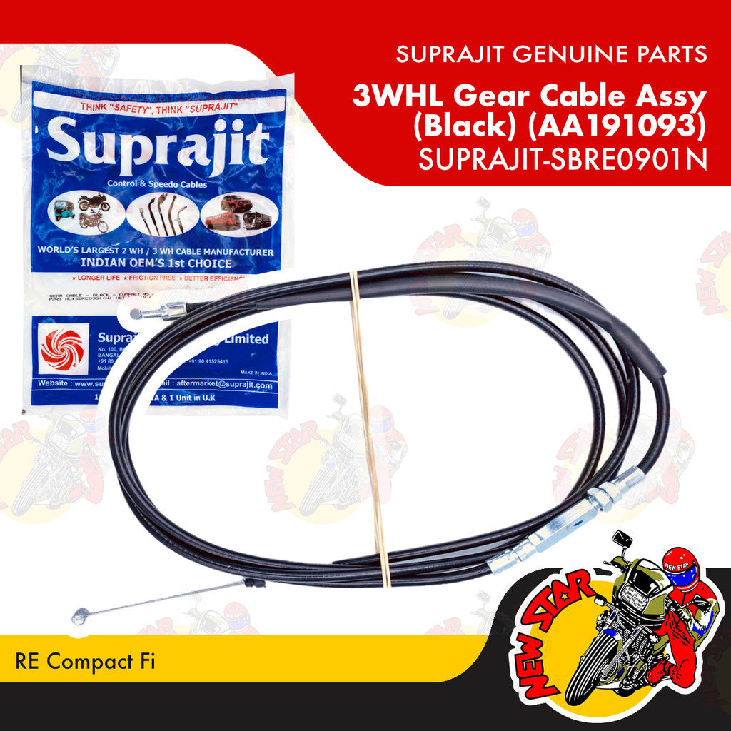 SUPRAJIT-SBRE0901N | 3WHL Gear Cable Assy (Black) (AA191093) | Genuine Suprajit parts |