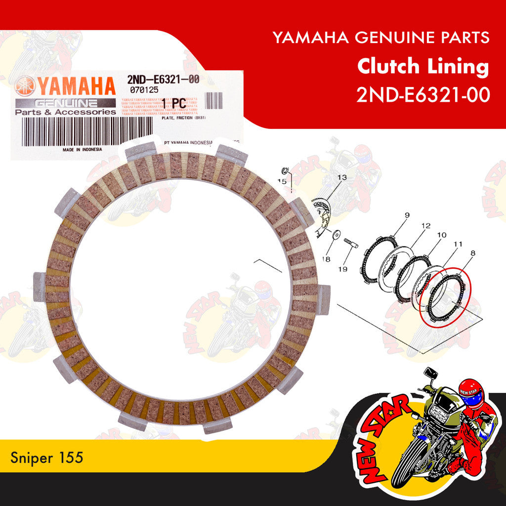 2ND-E6321-00 | Clutch Lining | Genuine Yamaha parts | Sniper 155