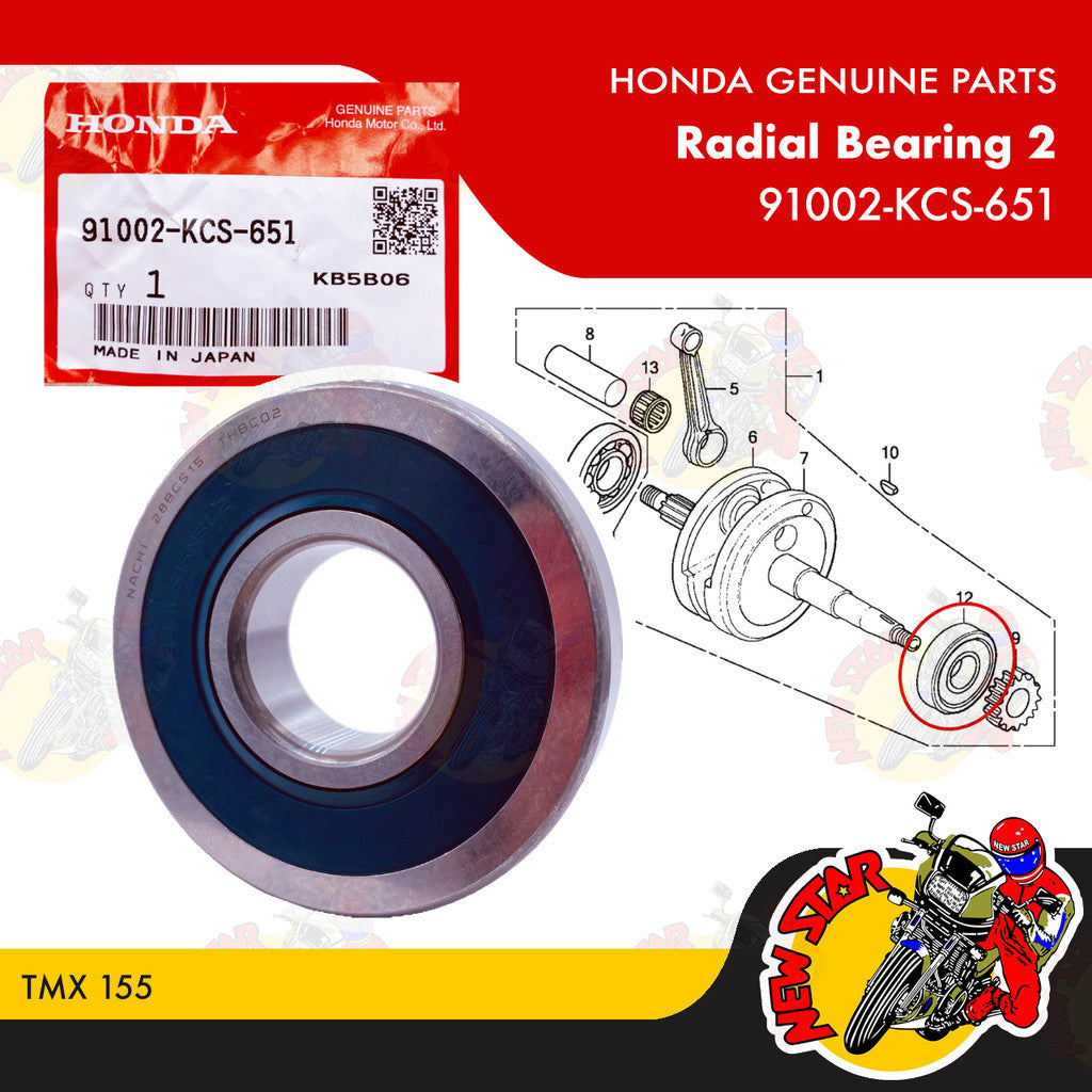 91002-KCS-651 | Radial Bearing 2 | Genuine Honda parts | TMX 155