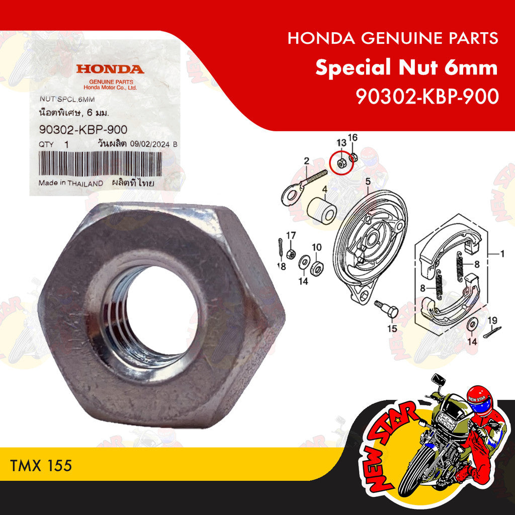 90302-KBP-900 | Special Nut 6mm | Genuine Honda parts | TMX 155