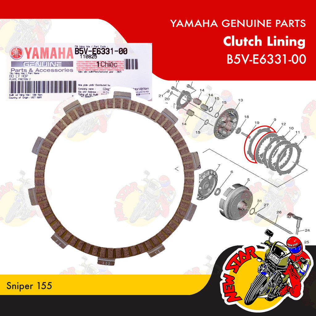 B5V-E6331-00 | Clutch Lining | Genuine Yamaha parts | Sniper 155