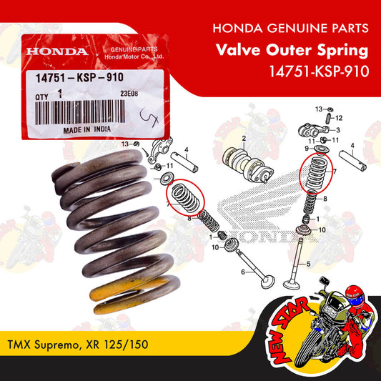 14751-KSP-910 | Valve Outer Spring | Genuine Honda parts | TMX Supremo XR 125/150
