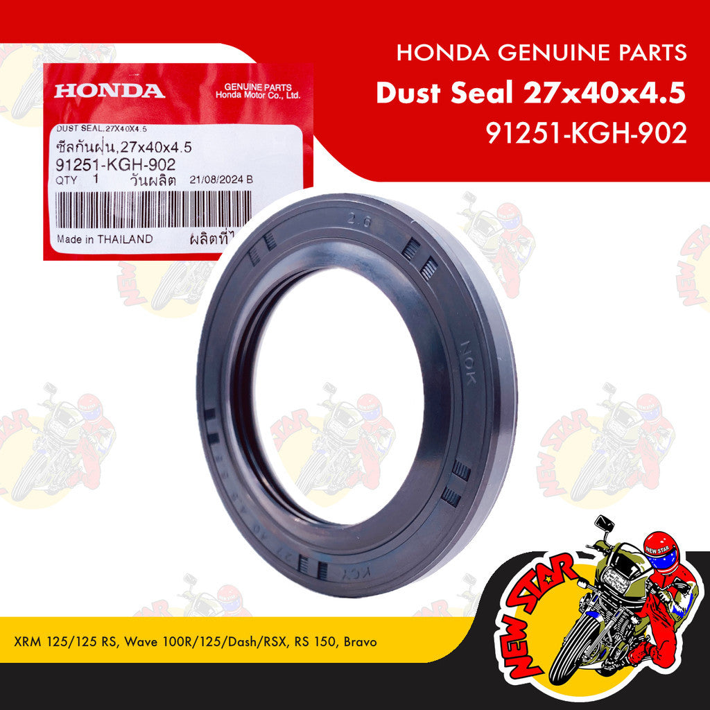 91251-KGH-902 | Dust Seal 27x40x4.5 | Genuine Honda parts | XRM 125/125 RS Wave 100R/125/Dash