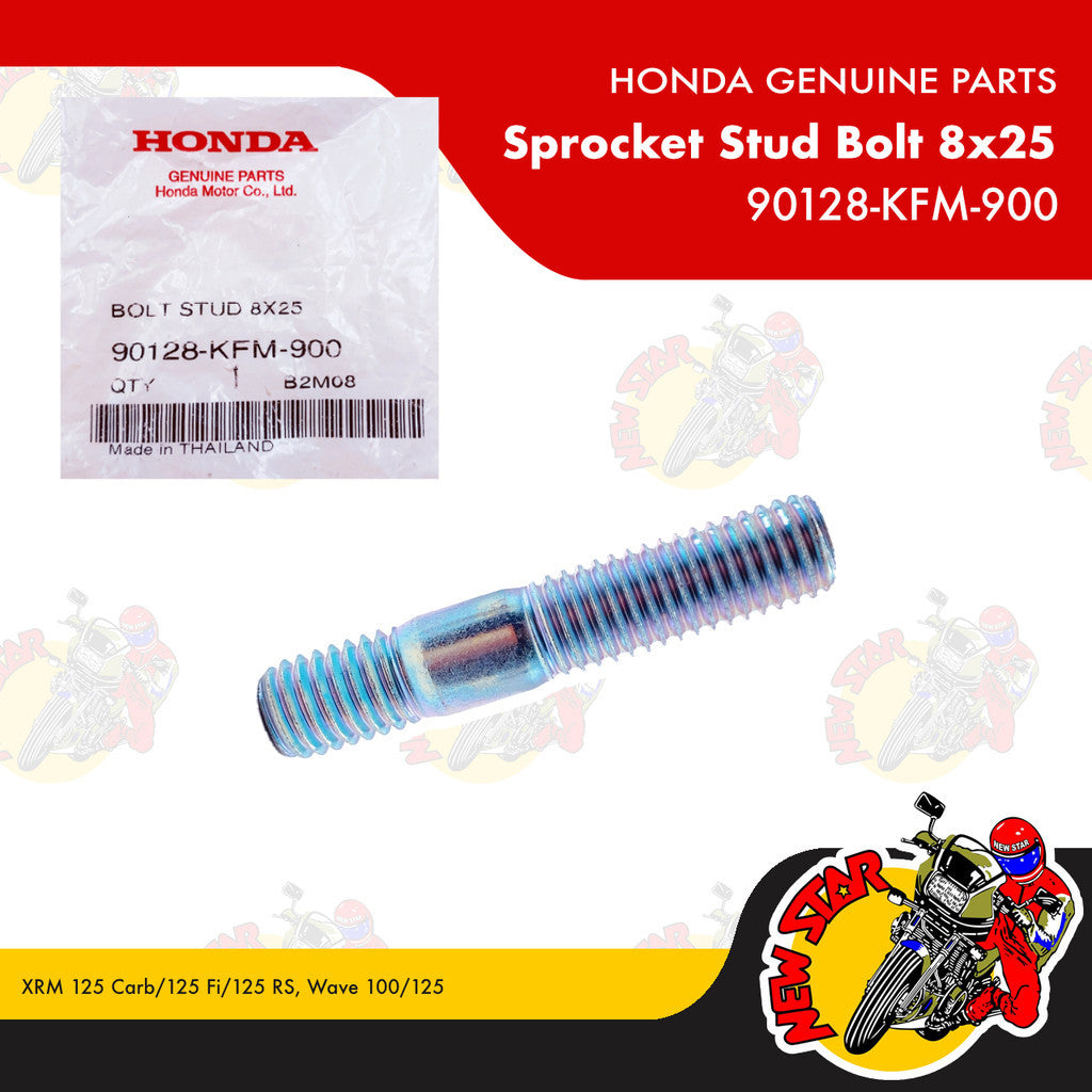 90128-KFM-900 | Sprocket Stud Bolt 8x25 | Genuine Honda parts | XRM 125 Carb/125 Fi/125 RS Wave 100