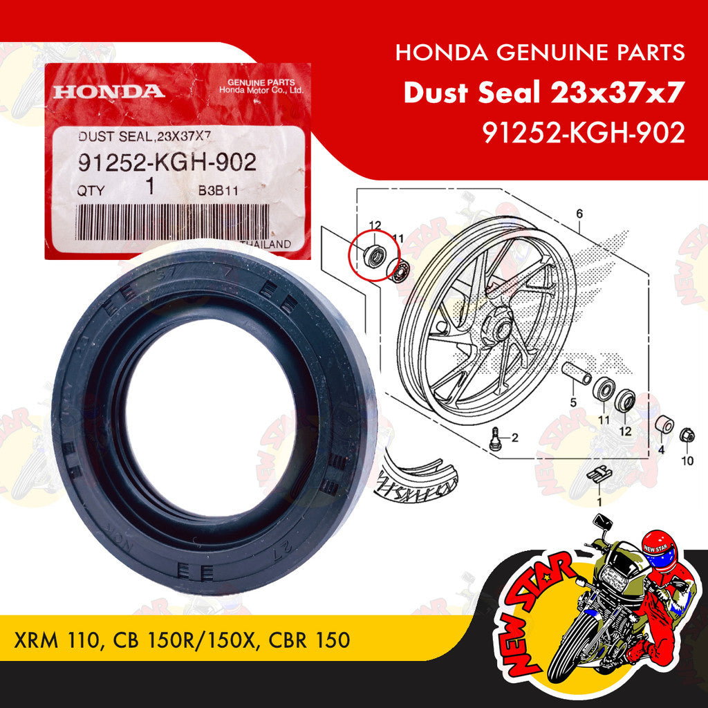 91252-KGH-902 | Dust Seal 23x37x7 | Genuine Honda parts | XRM 110 CB 150R/150X CBR 150