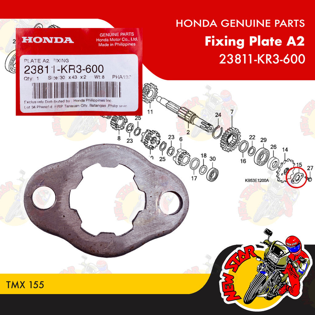 23811-KR3-600 | Fixing Plate A2 | Genuine Honda parts | TMX 155