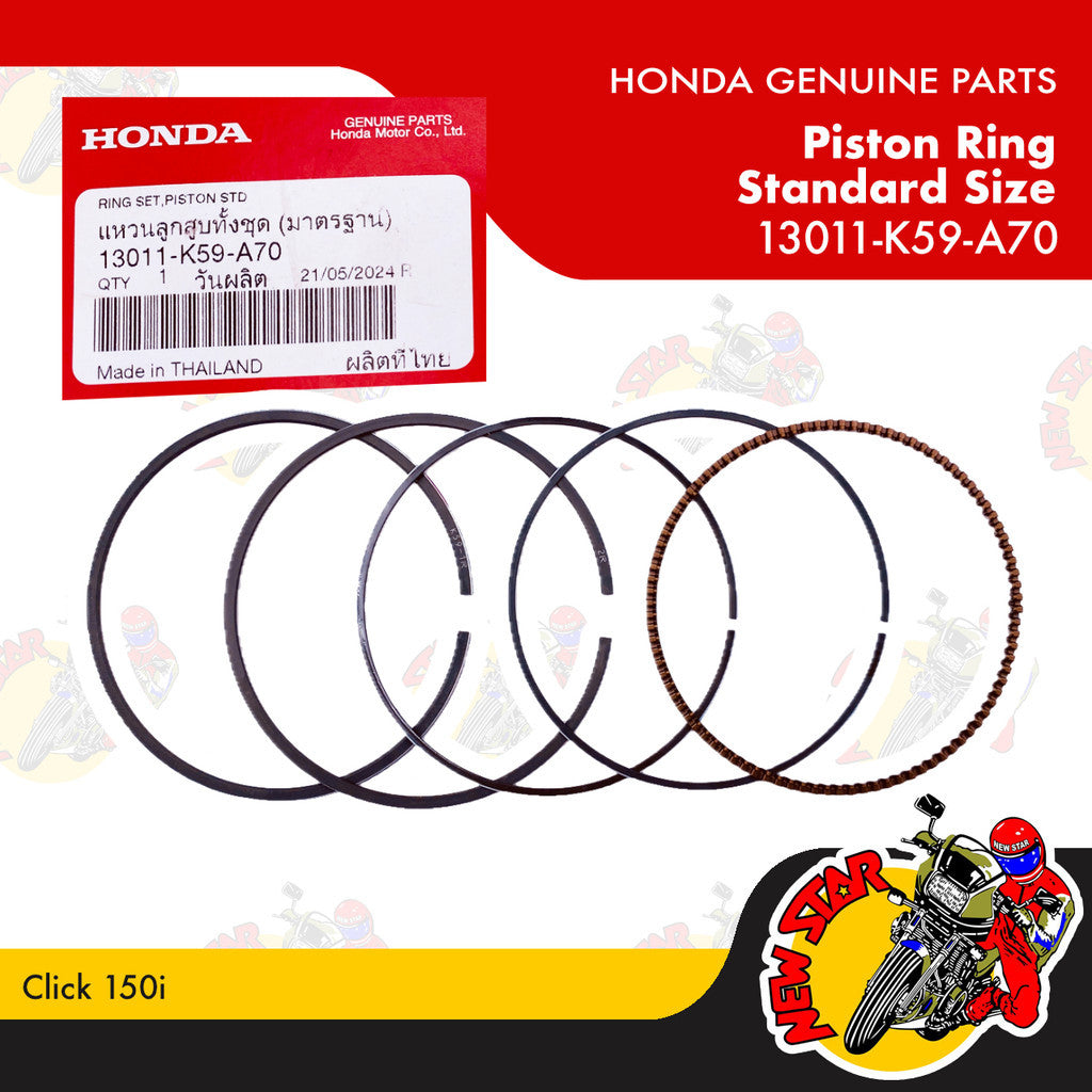 13011-K59-A70 | Piston Ring Standard Size | Genuine Honda parts | Click 150i