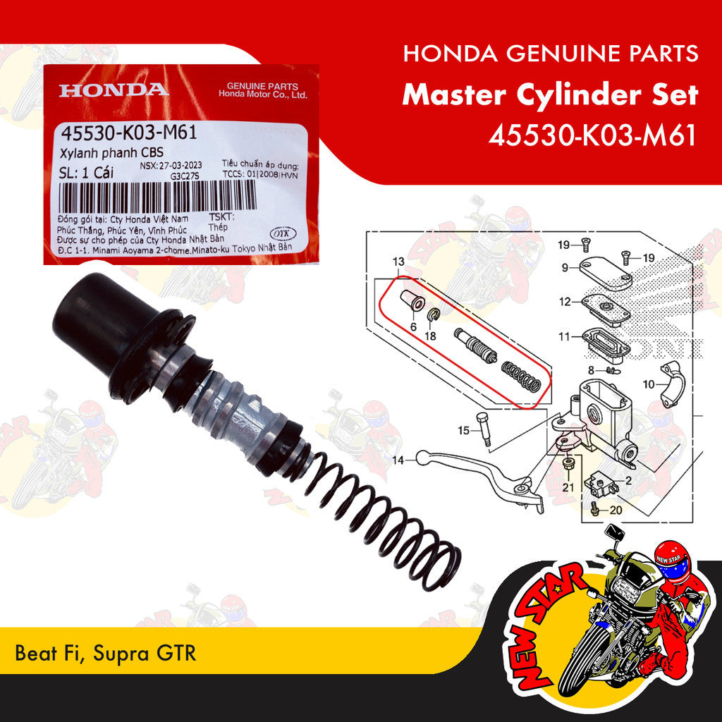 45530-K03-M61 | Master Cylinder Set | Genuine Honda parts | Beat Fi Supra GTR
