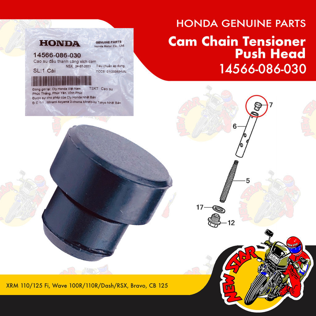 14566-086-030 | Cam Chain Tensioner Push Head | Genuine Honda parts | XRM 110/125 Fi Wave 100R/Dash