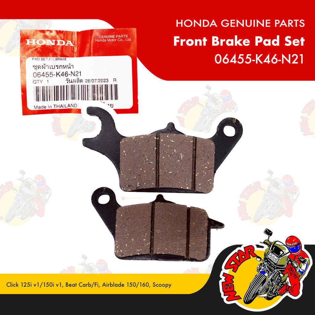 06455-K46-N21 | Front Brake Pad Set | Genuine Honda parts | Click 125i v1/150i v1 Beat Carb/Fi