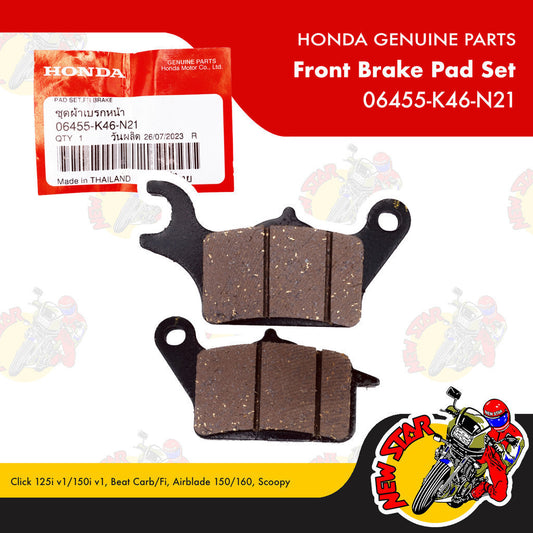 06455-K46-N21 | Front Brake Pad Set | Genuine Honda parts | Click 125i v1/150i v1 Beat Carb/Fi