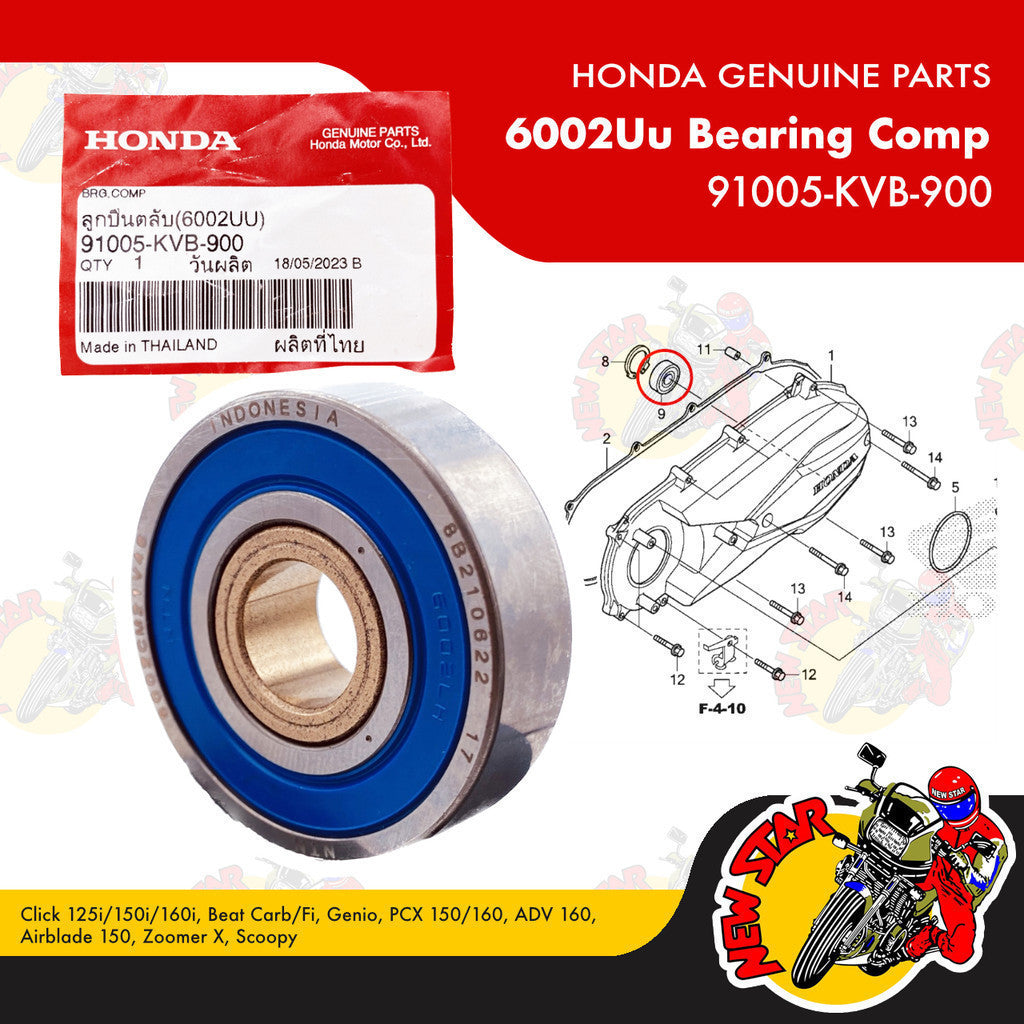 91005-KVB-900 | 6002UU Bearing Comp | Genuine Honda parts | Click 125i/150i Beat Fi PCX 150/160