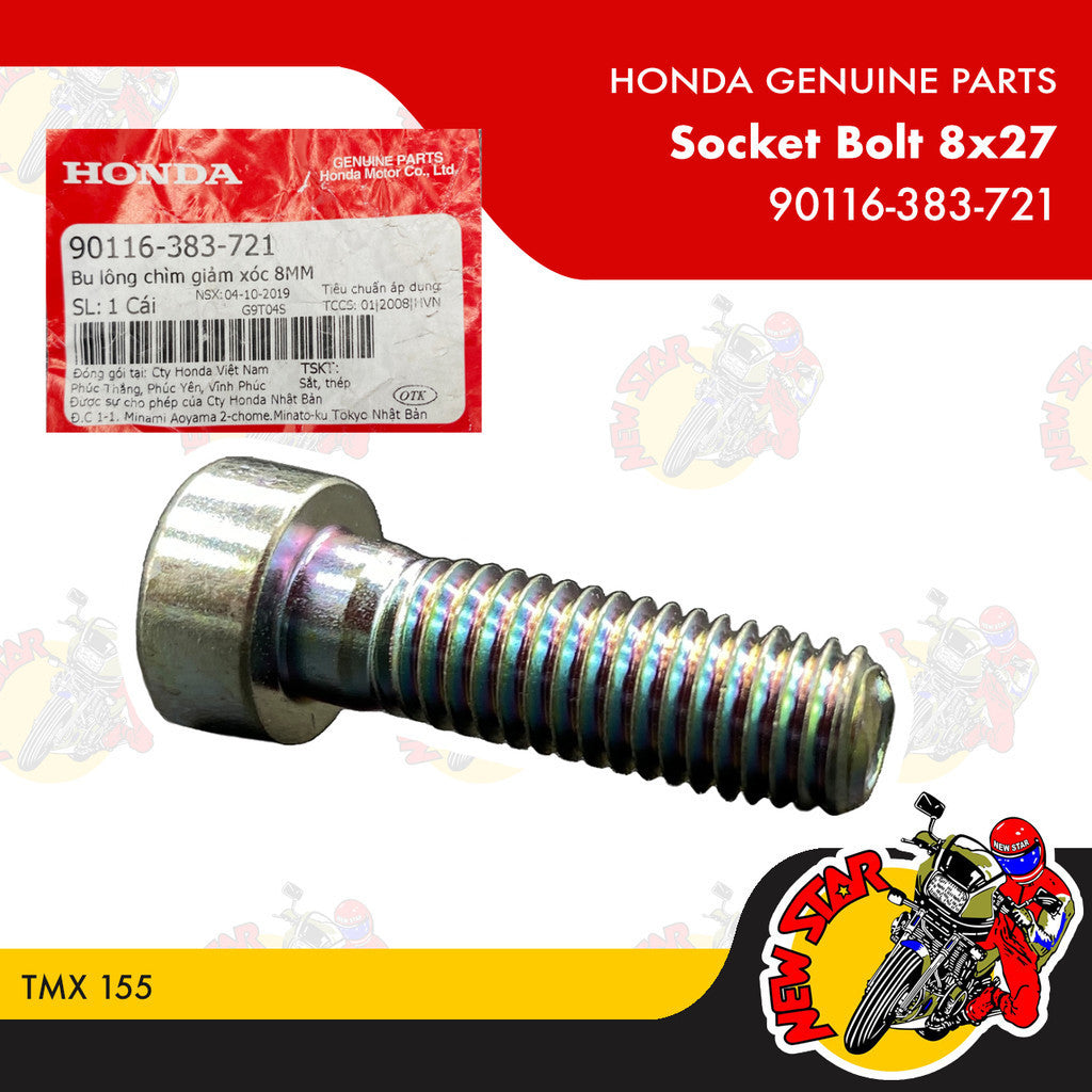 90116-383-721 | Socket Bolt 8x27 | Genuine Honda parts | TMX 155