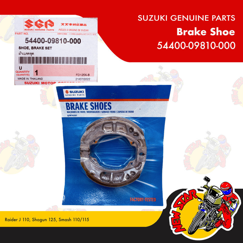 54400-09810-000 | Brake Shoe | Genuine Suzuki parts | Raider J 110 Shogun 125 Smash 110/115