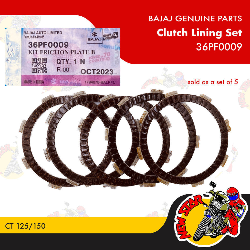 36PF0009 | Clutch Lining Set | Genuine Bajaj parts | CT 125/150