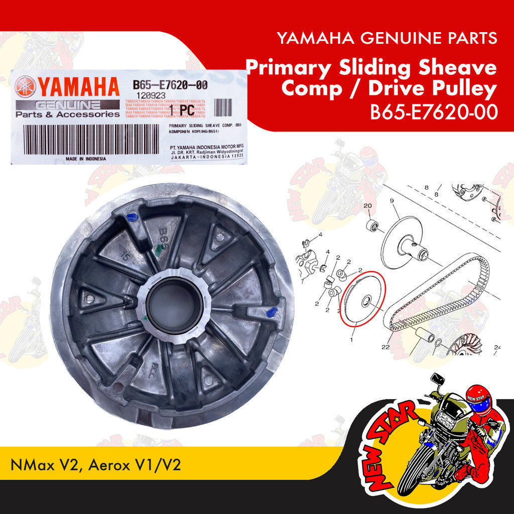 B65-E7620-00 | Primary Sliding Sheave Comp / Drive Pulley | Genuine Yamaha parts | NMax v2 Aerox v1