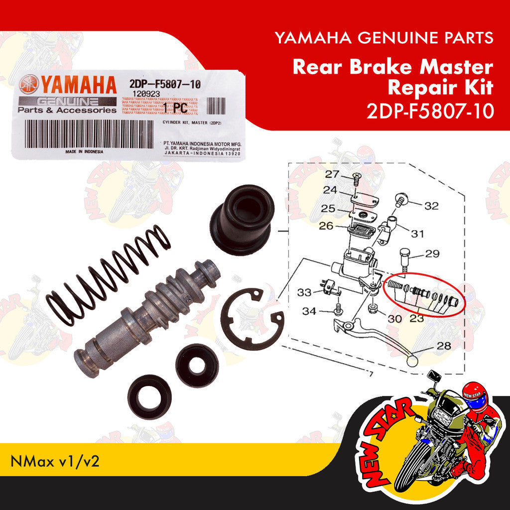 2DP-F5807-10 | Rear Brake Master Repair Kit | Genuine Yamaha parts | NMax v1/v2