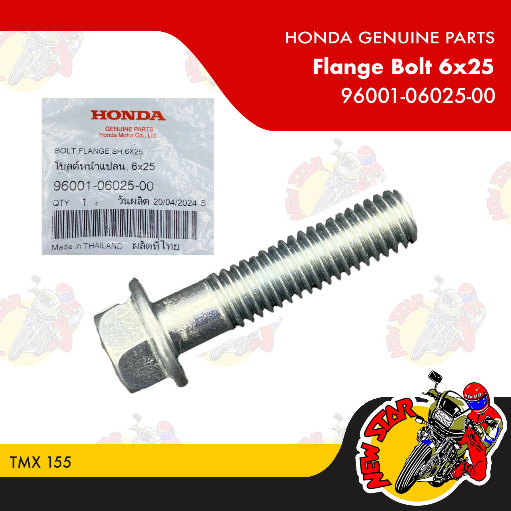 96001-06025-00 | Flange Bolt 6x25 | Genuine Honda parts | TMX 155