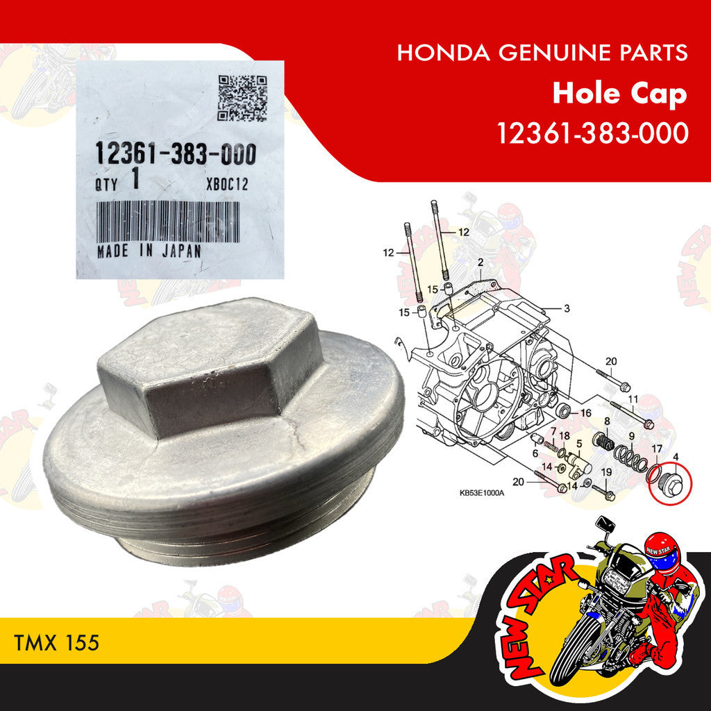 12361-383-000 | Tappet Cap | Genuine Honda parts | TMX 155