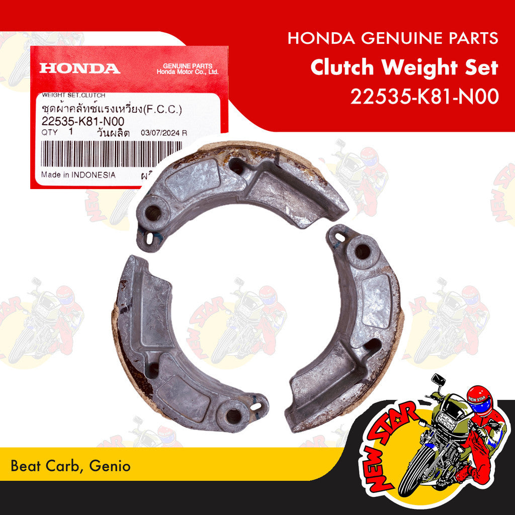 22535-K81-N00 | Clutch Weight Set | Genuine Honda parts | Beat Carb Genio