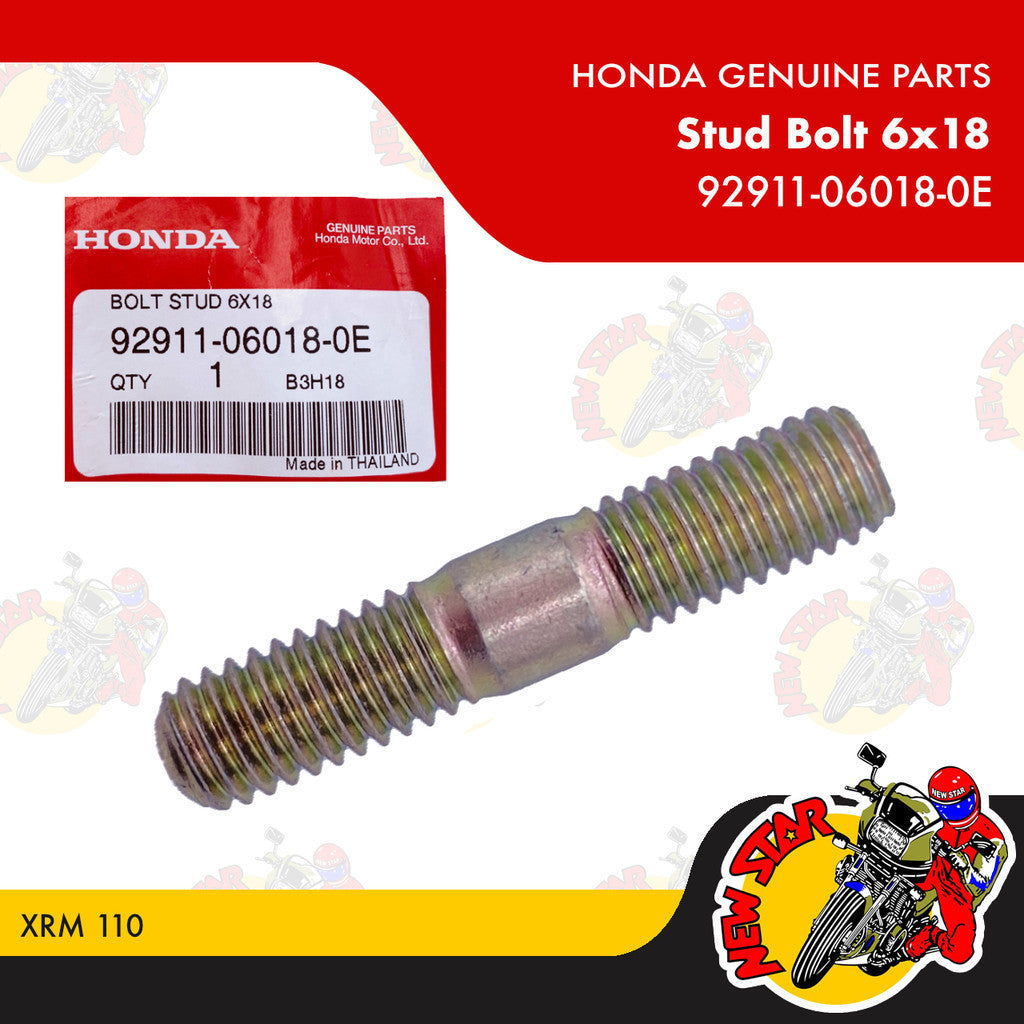 92911-06018-0E | Stud Bolt 6x18 | Genuine Honda parts | XRM 110