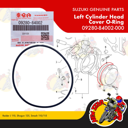 09280-84002-000 | Left Cylinder Head Cover O-Ring | Genuine Suzuki parts | Raider J 110 Shogun 125