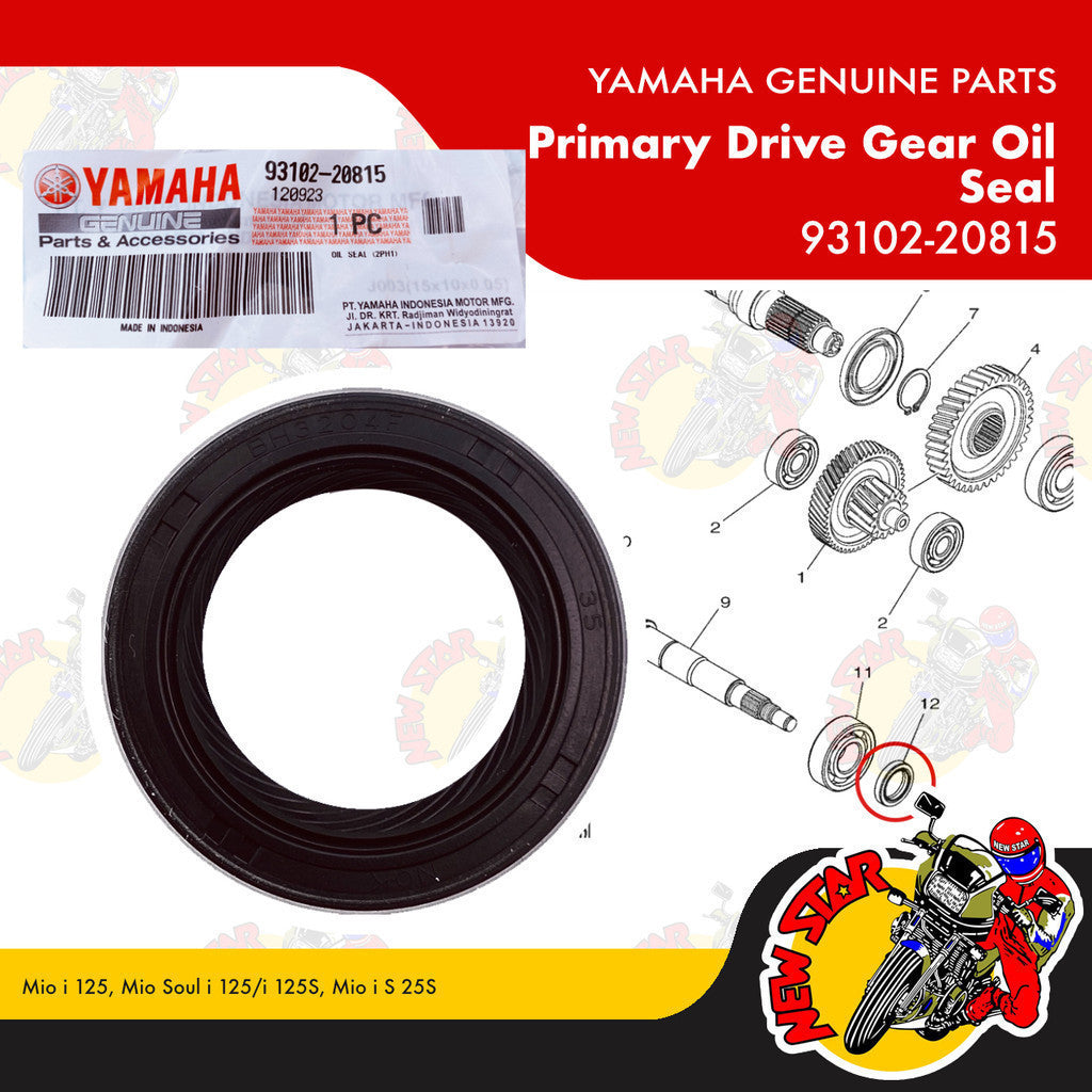 93102-20815 | Primary Drive Gear Oil Seal | Genuine Yamaha parts | Mio i 125 Mio Soul i 125/i 125S