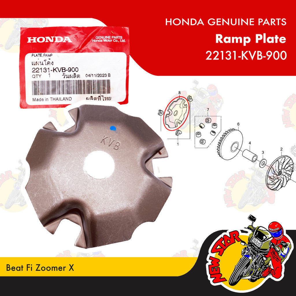 22131-KVB-900 | Ramp Plate | Genuine Honda parts | Beat Fi Zoomer X