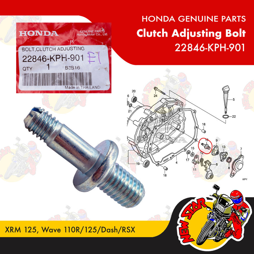 22846-KPH-901 | Clutch Adjusting Bolt | Genuine Honda parts | XRM 125 Wave 110R/125/Dash/RSX