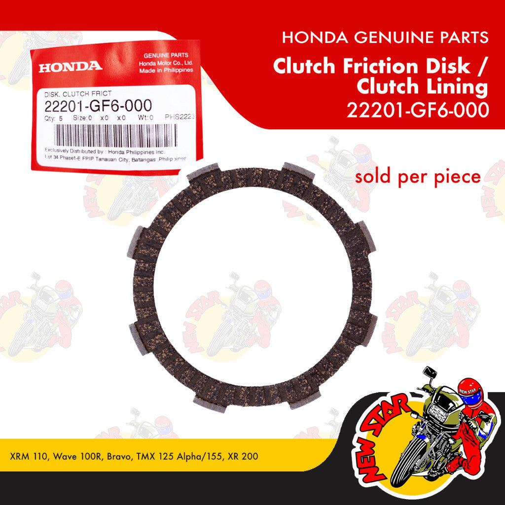 22201-GF6-000 | Clutch Friction Disk / Clutch Lining | Genuine Honda parts | XRM 110 Wave 100R