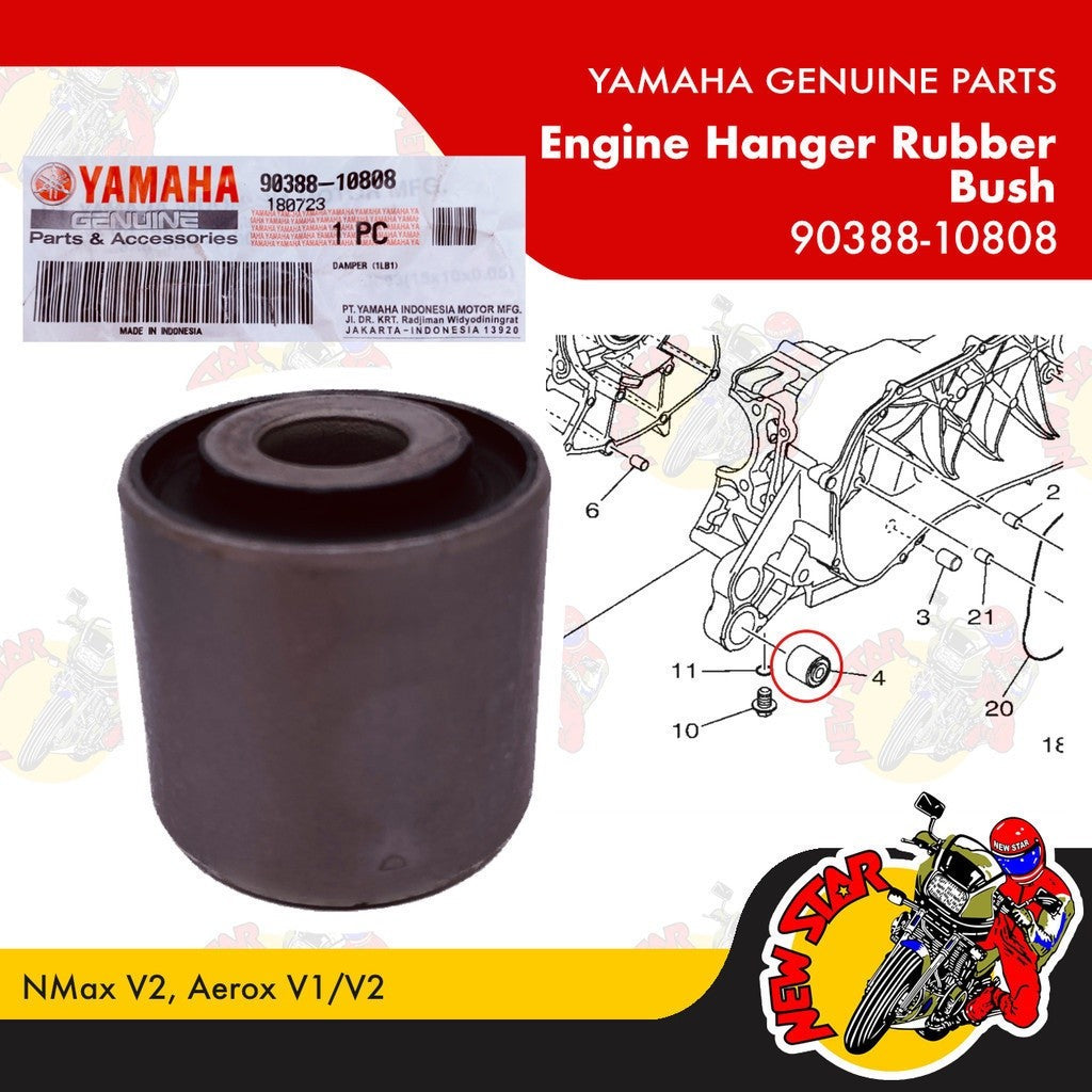 90388-10808 | Engine Hanger Rubber Bush | Genuine Yamaha parts | NMax v2 Aerox v1/v2