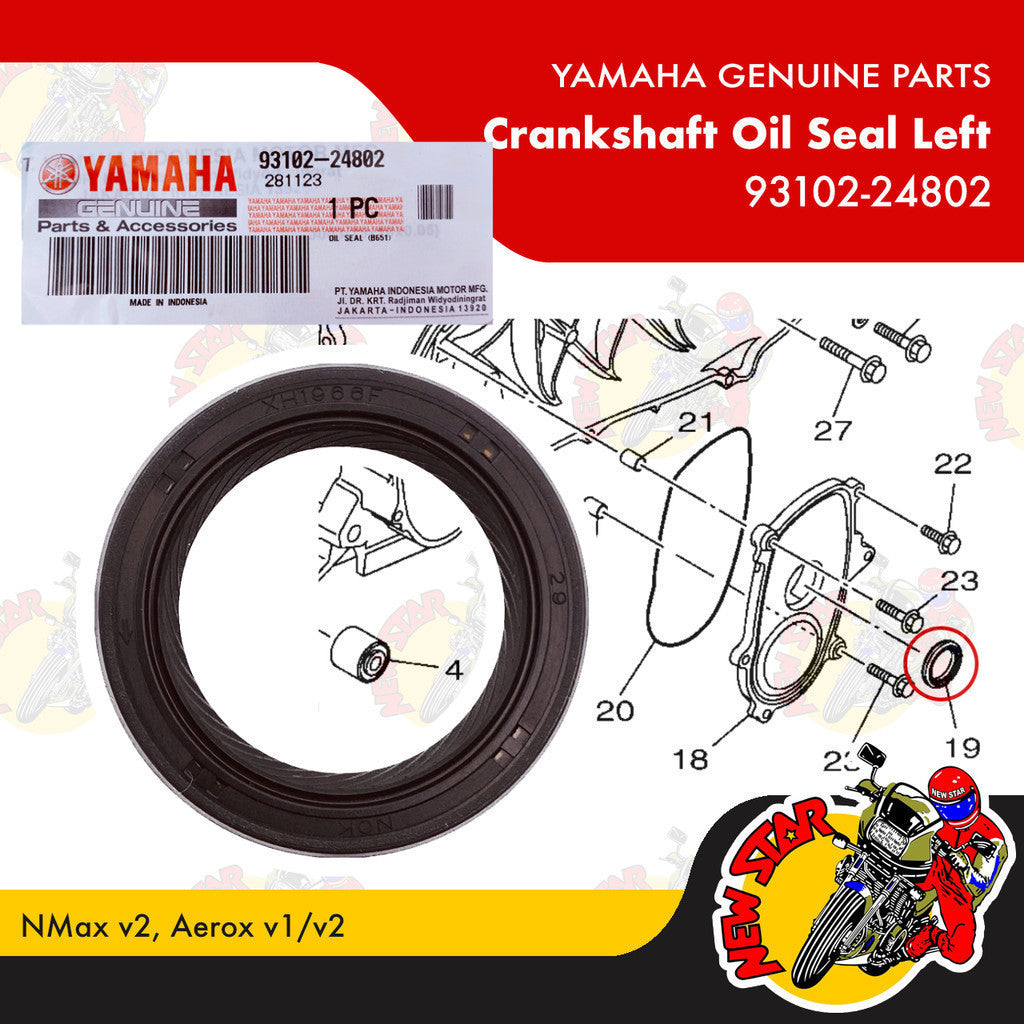 93102-24802 | Crankshaft Oil Seal Left | Genuine Yamaha parts | NMax v2 Aerox v1/v2