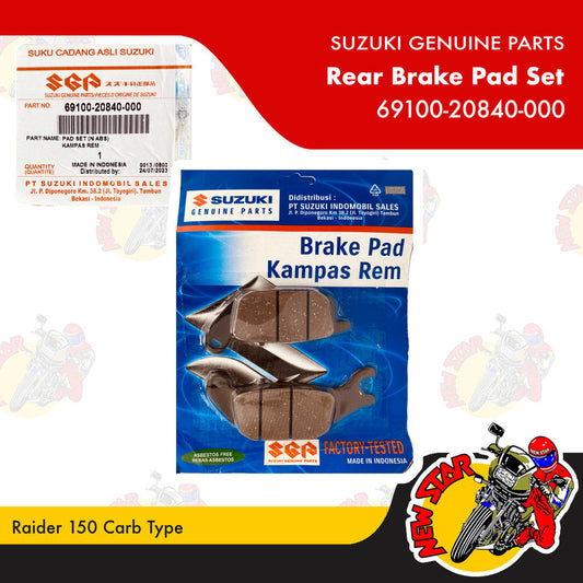 69100-20840-000 | Rear Brake Pad Set | Genuine Suzuki parts | Raider 150 Carb