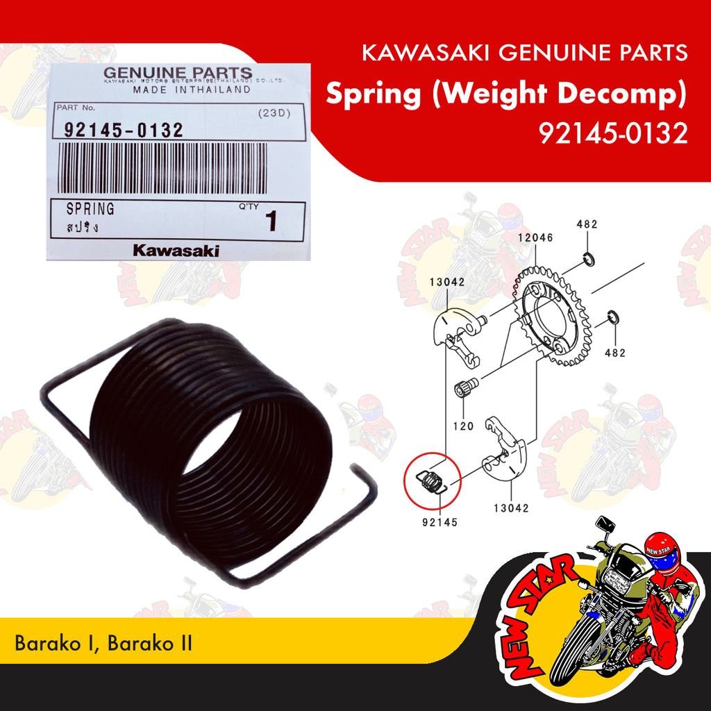 92145-0132 | Spring (Weight Decomp) | Genuine Kawasaki parts | Barako I Barako II