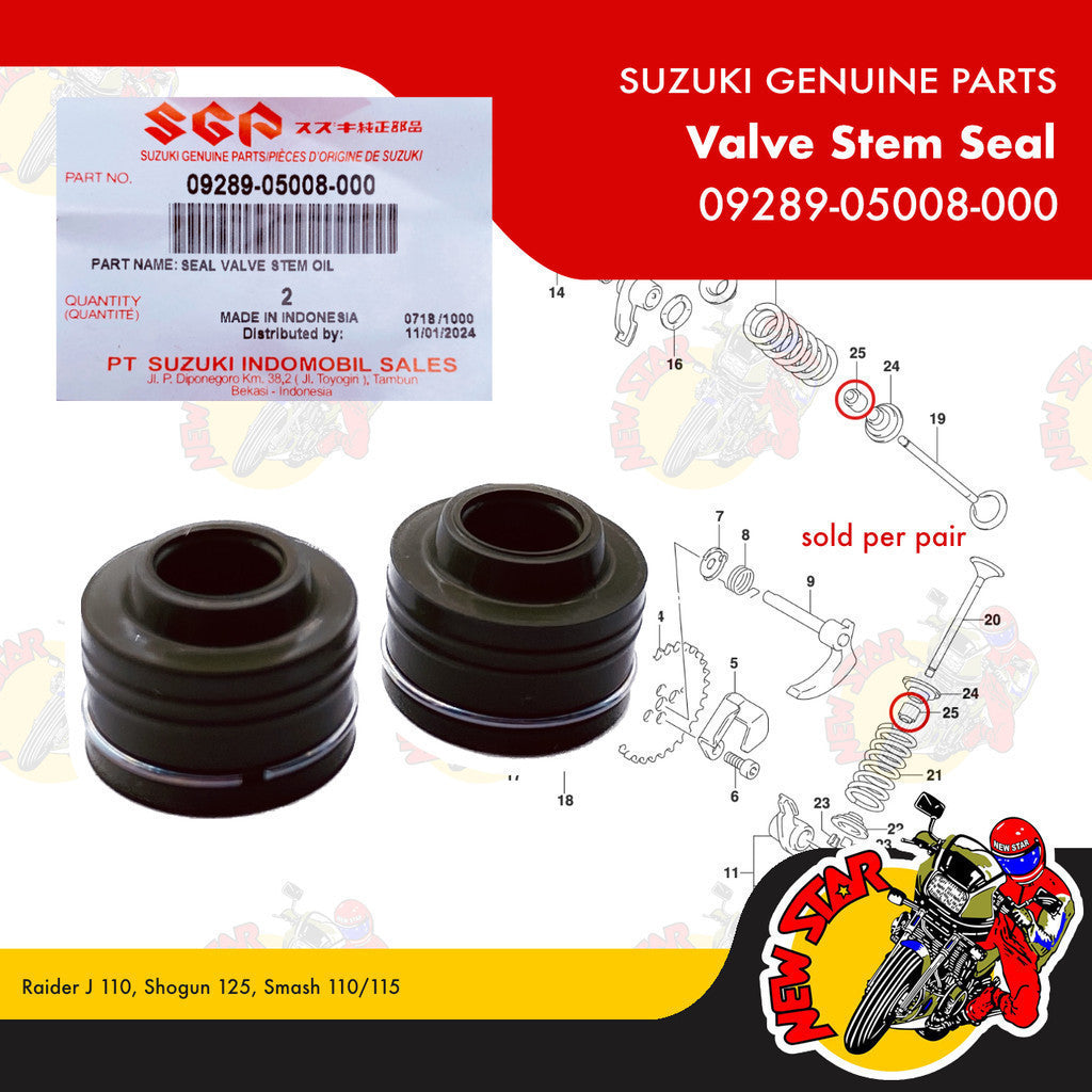 09289-05008-000 | Valve Stem Seal | Genuine Suzuki parts | Raider J 110 Shogun 125 Smash 110/115