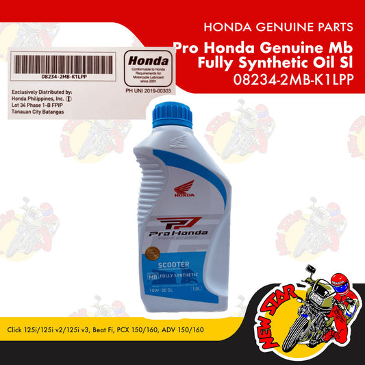 08234-2MB-K1LPP | Pro Honda Genuine MB Fully Synthetic Oil SL 10W30 Blue | Genuine Honda parts