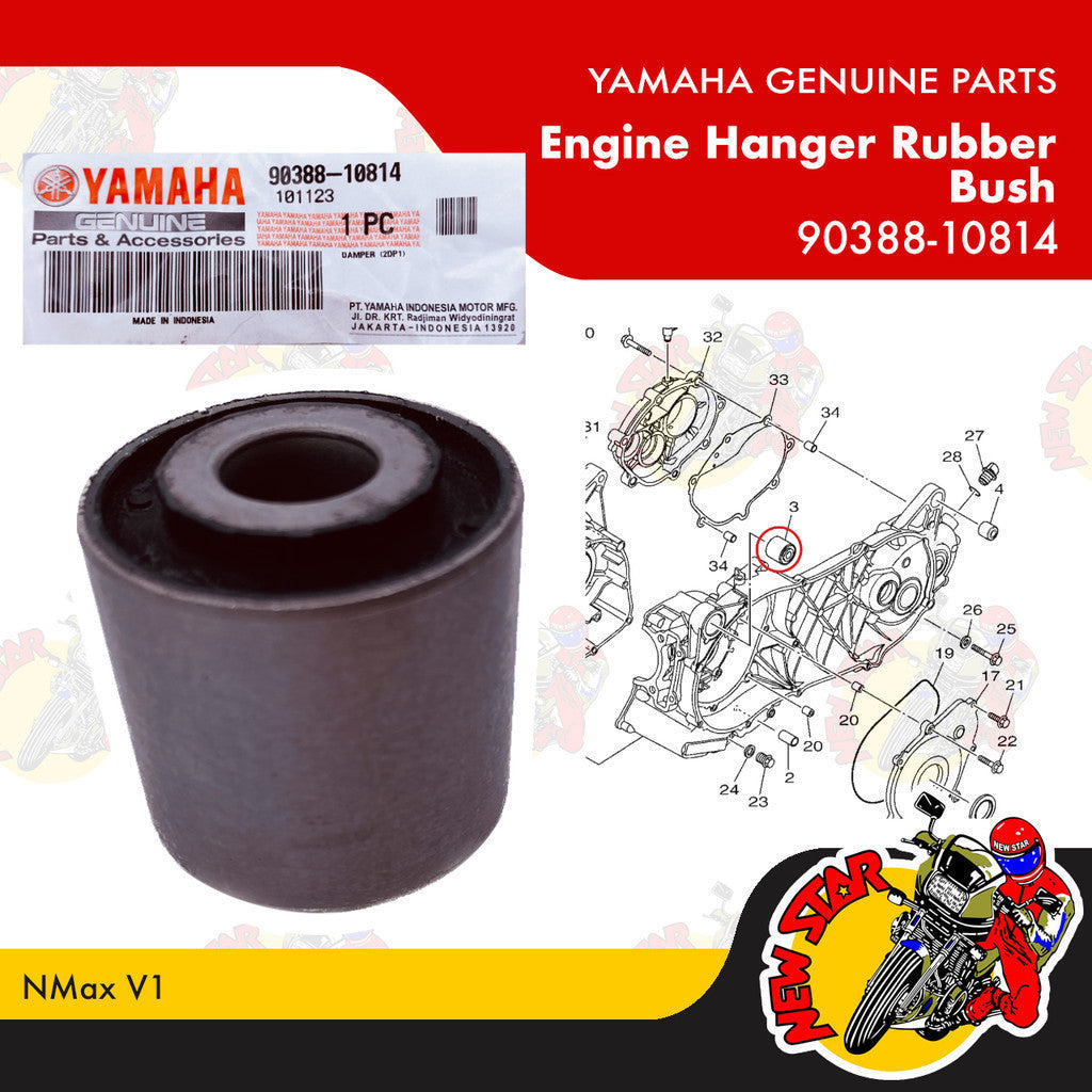90388-10814 | Engine Hanger Rubber Bush | Genuine Yamaha parts | NMax v1