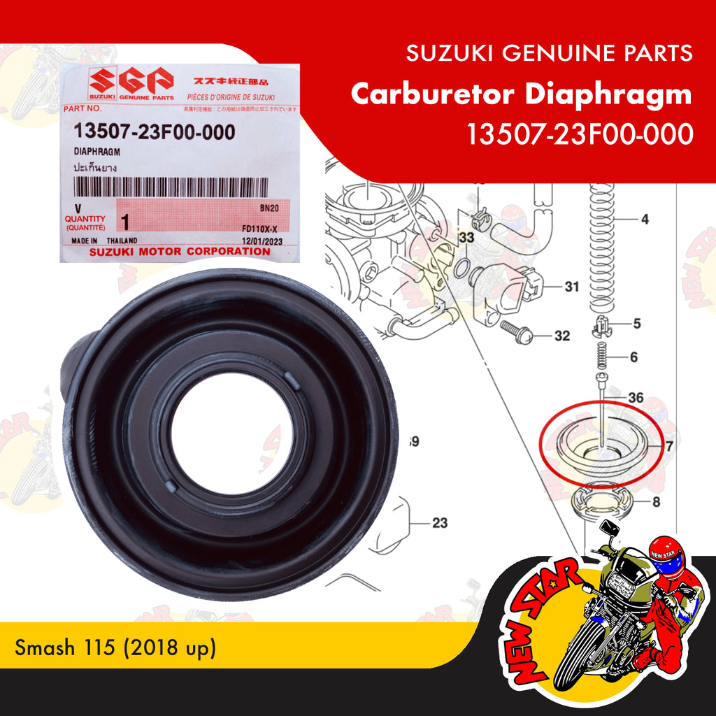 13507-23F00-000 | Carburetor Diaphragm | Genuine Suzuki parts | Smash 115 (2018 up)