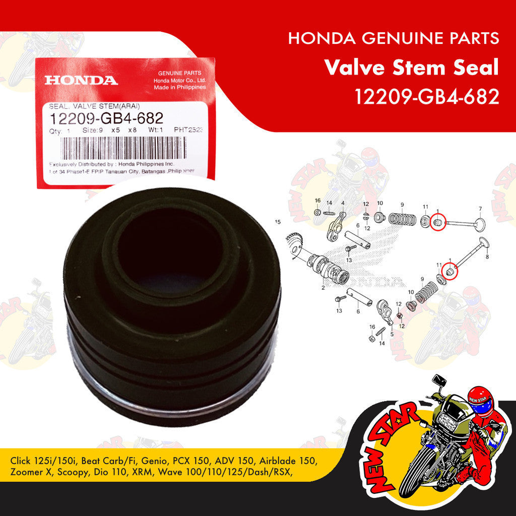 12209-GB4-682 | Valve Stem Seal | Genuine Honda parts | Click 125i/150i Beat Fi PCX 150 ADV 150