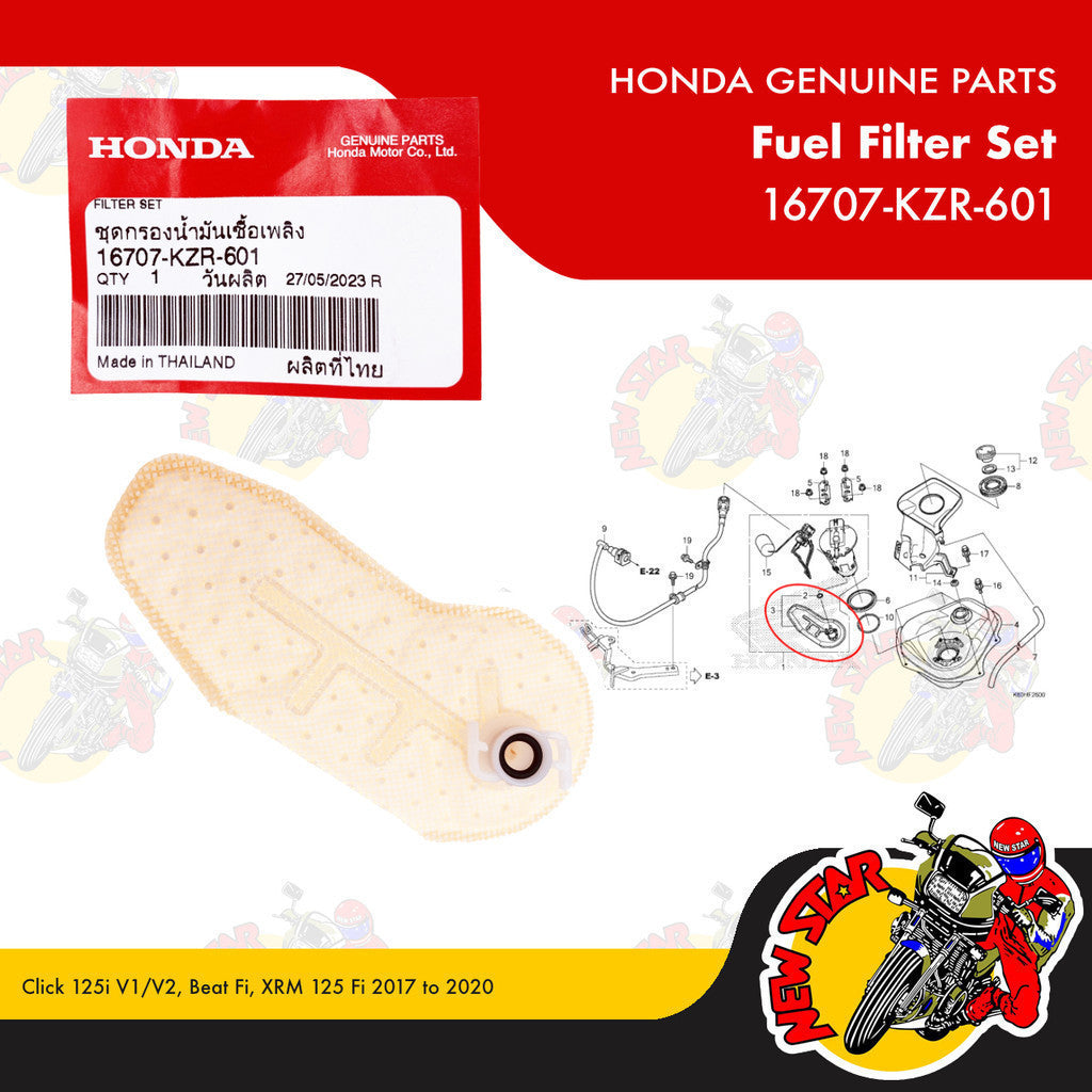 16707-KZR-601 | Fuel Filter Set | Genuine Honda parts | Click 125i v1/v2 Beat Fi