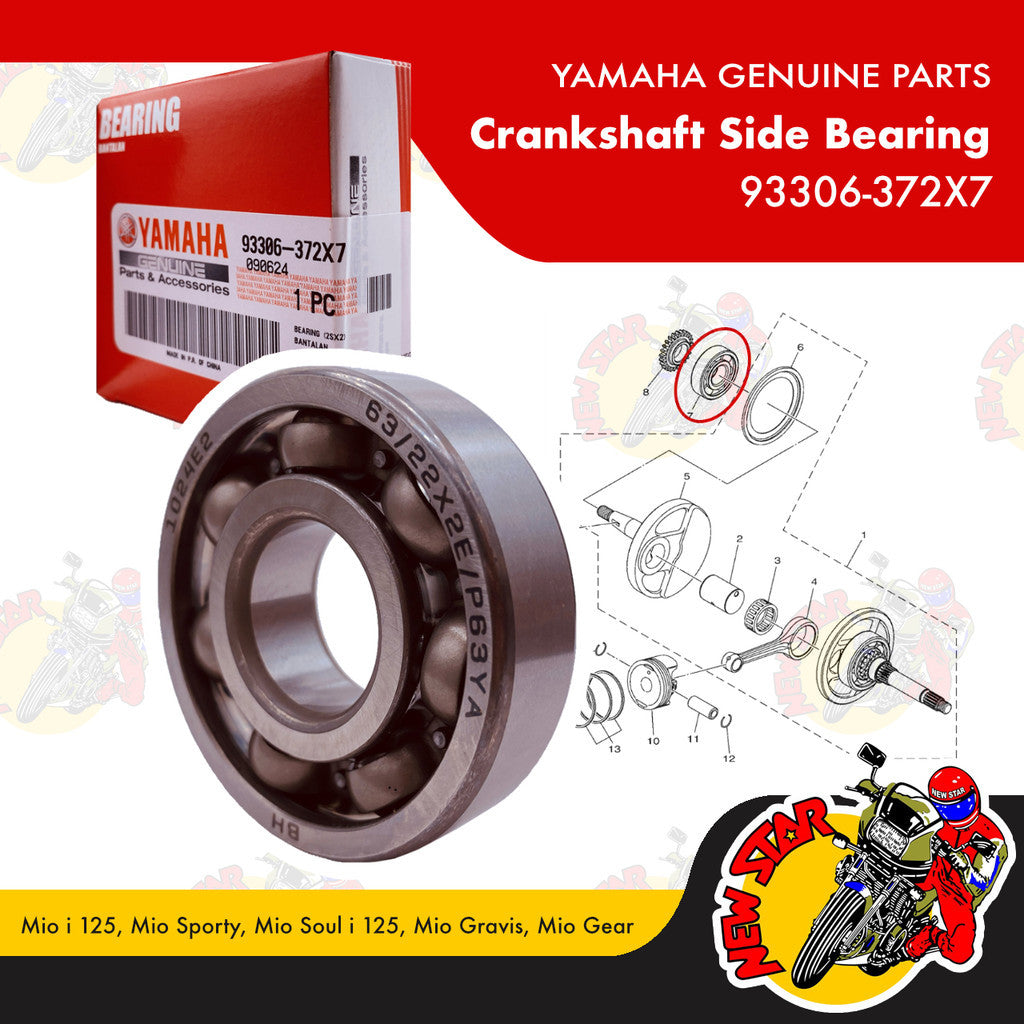 93306-372X7 | Crankshaft Side Bearing | Genuine Yamaha parts | Mio i 125 Mio Sporty Mio Soul i 125