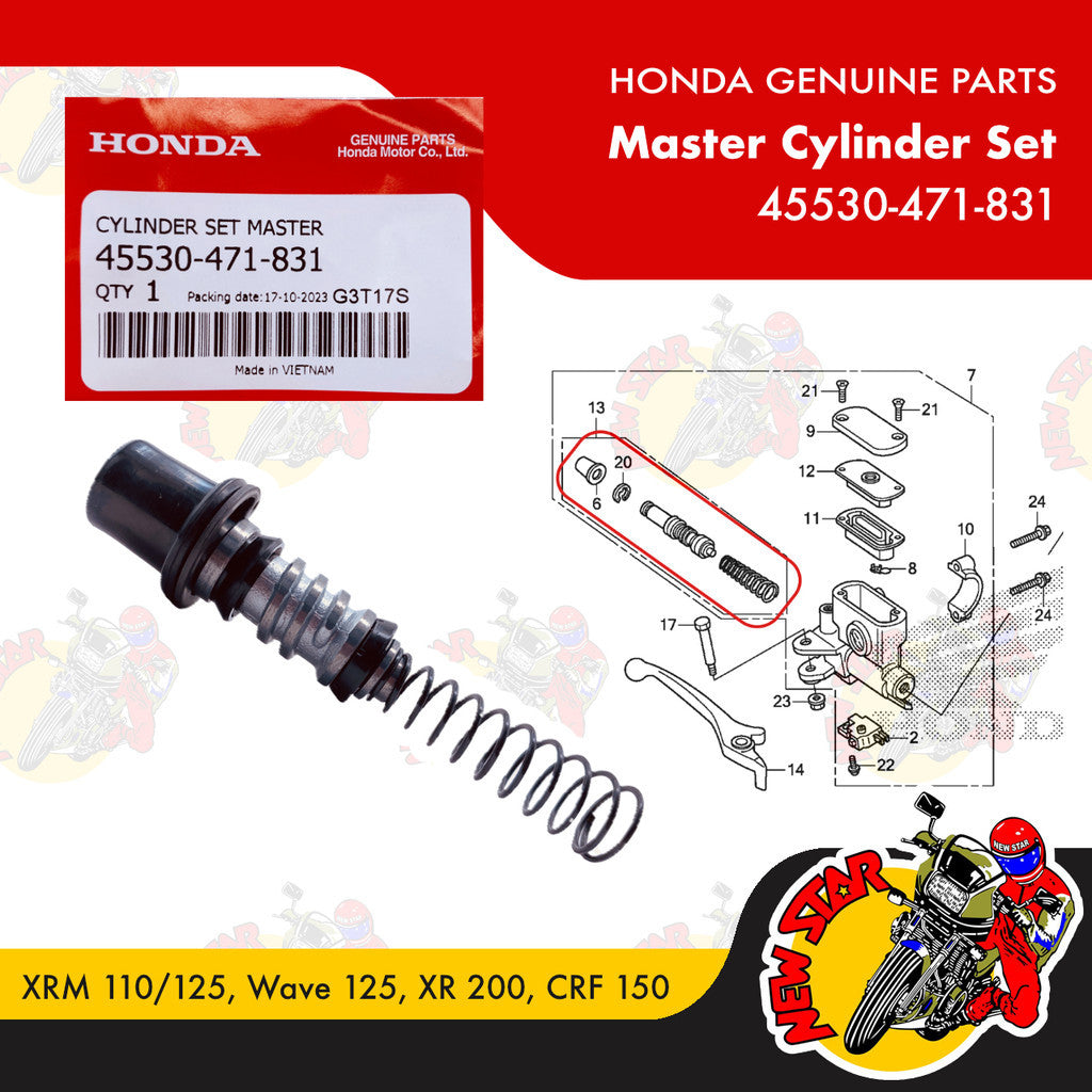 45530-471-831 | Master Cylinder Set | Genuine Honda parts | XRM 110/125 Wave 125 XR 200 CRF 150