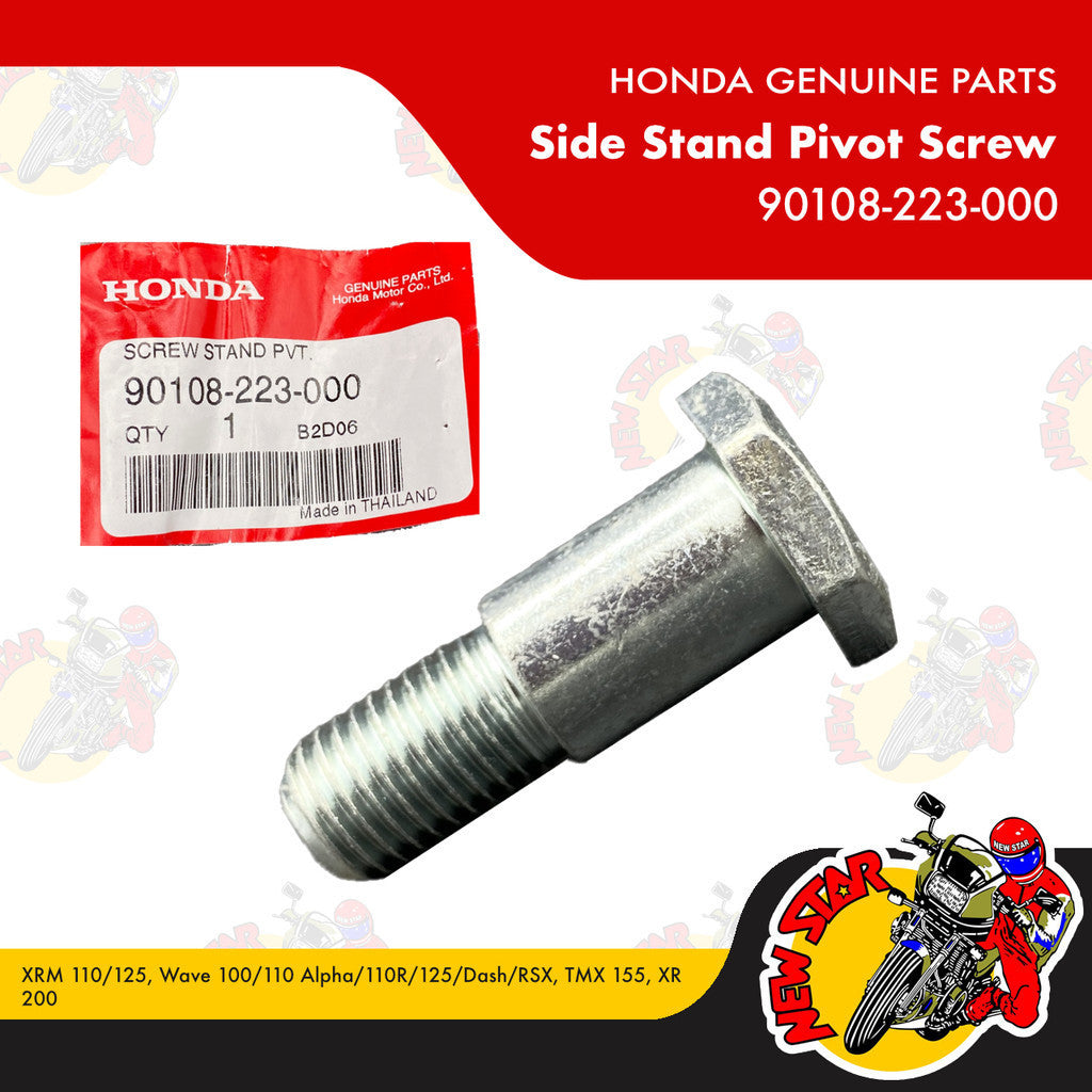 90108-223-000 | Side Stand Pivot Screw | Genuine Honda parts | XRM 110/125 Wave 100/125/Dash