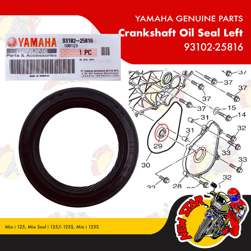 93102-25816 | Crankshaft Oil Seal Left | Genuine Yamaha parts | Mio i 125 Mio Soul i 125/i 125S