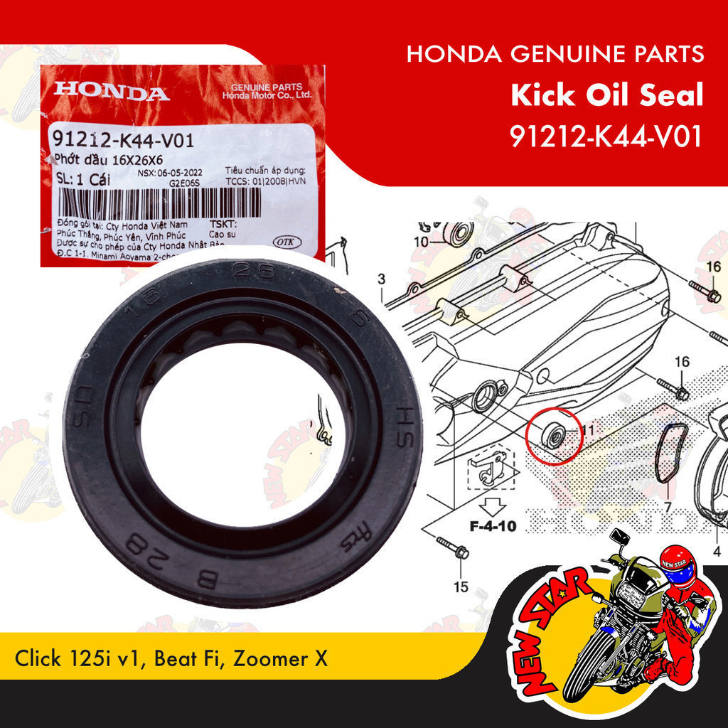 91212-K44-V01 | Kick Oil Seal | Genuine Honda parts | Click 125i v1 Beat Fi Zoomer X